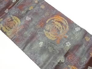 ふくれ織鳳凰に葡萄唐草模様織出し名古屋帯